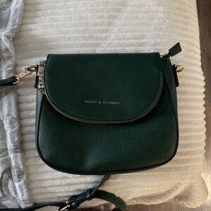 Poppy & Peonies Dark Green Crossbody Bag